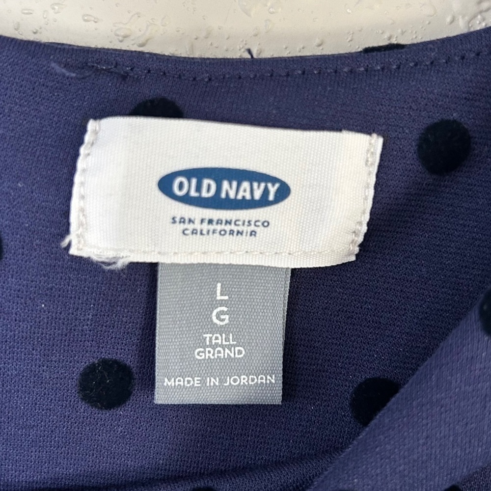 NWT Old Navy Blue Black Polka Dot Short Sleeve Mini Shift Dress Large Tall - Picture 2 of 7